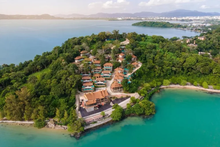 Aerial View of Coastal Resort with Private Pools and Jacuzzi in Phuket Town