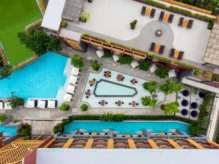 Aerial View of Multi-Level Outdoor Pools and Relaxation Areas at Karon Beach