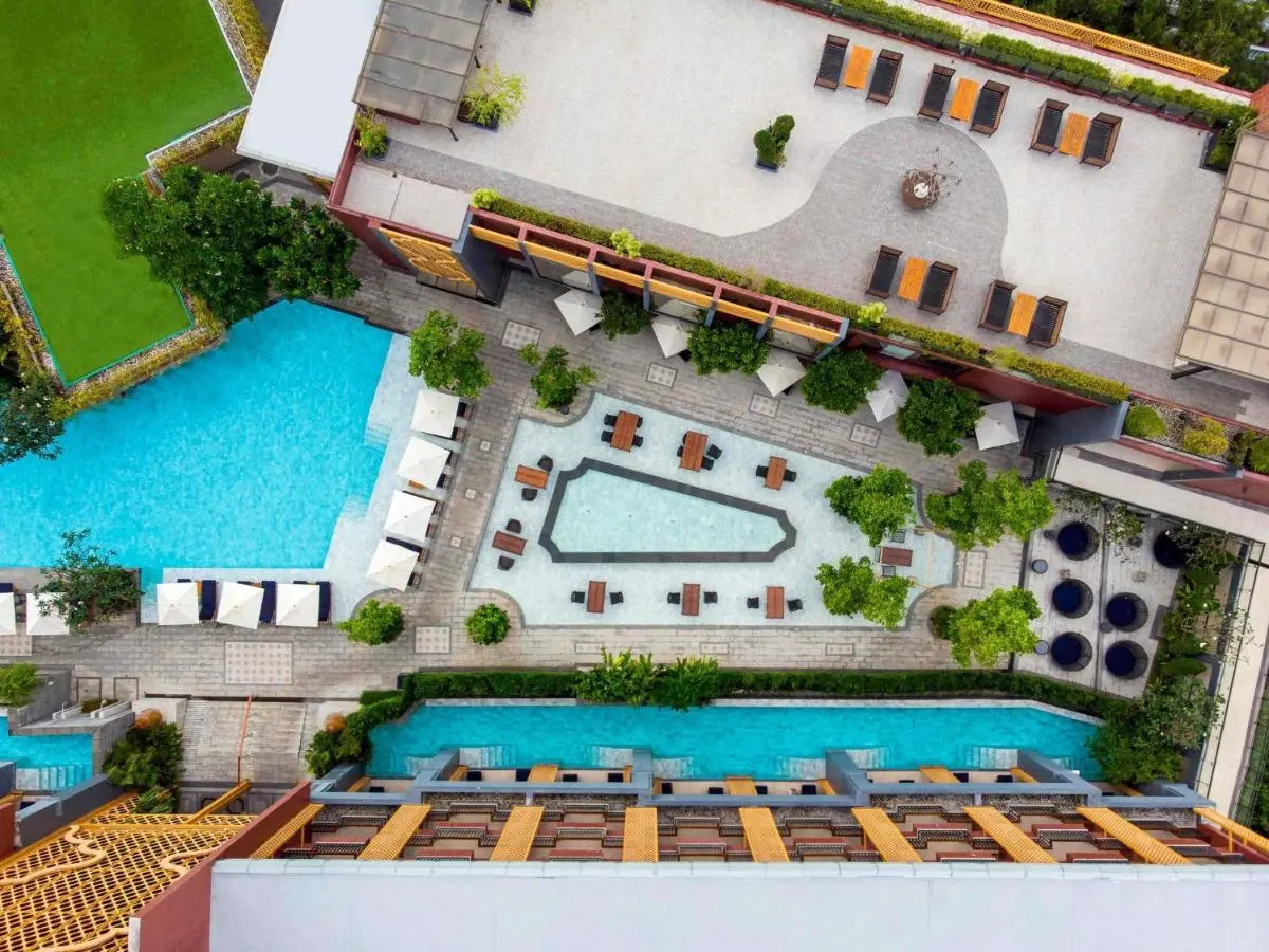 Aerial View of Multi-Level Outdoor Pools and Relaxation Areas at Karon Beach
