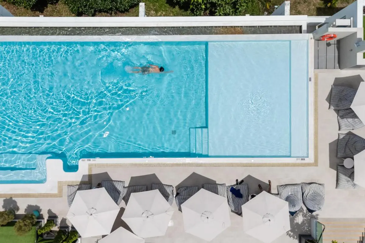 Aerial View of Outdoor Swimming Pool and Lounge Area at Rawai Beach