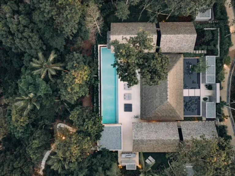Aerial View of Residential Property with Swimming Pool and Water Feature in Phuket Town