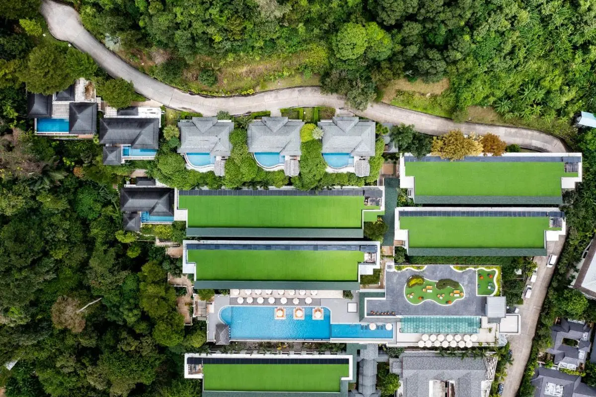 Aerial View of Resort Complex Featuring Multiple Pools and Private Villas Near Patong Beach