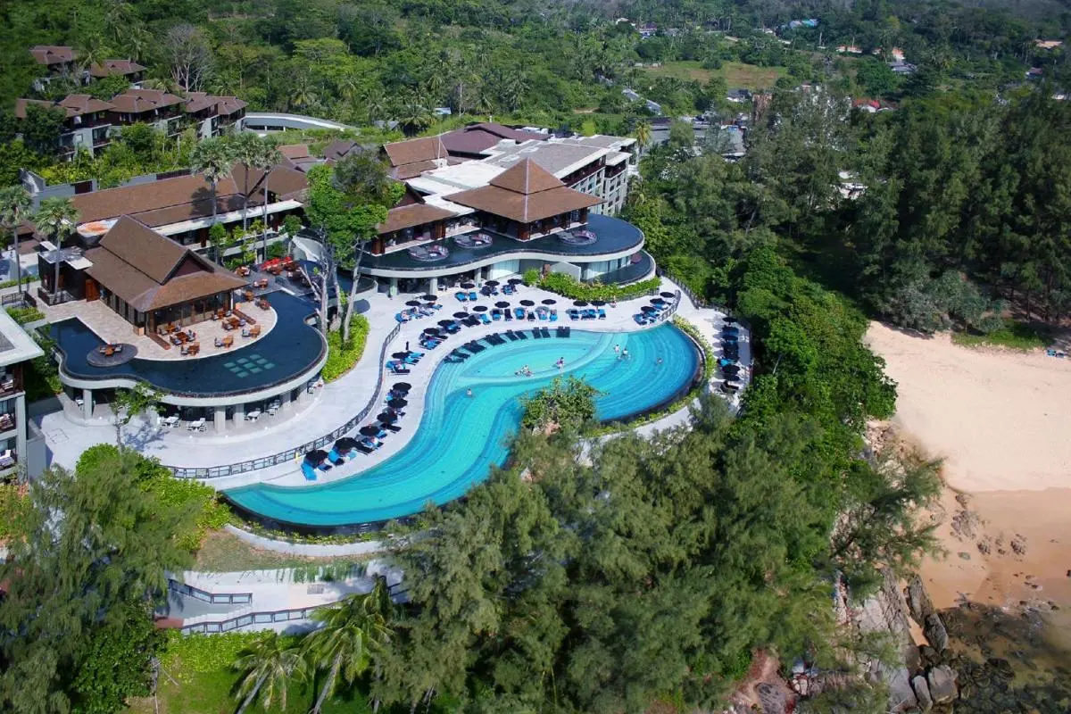 Aerial View of Resort Pool Area with Jacuzzi and Beach Access at Nai Thon Beach