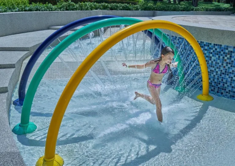 Children’s Shallow Water Play Pool with Colorful Water Arches at Bang Tao Beach