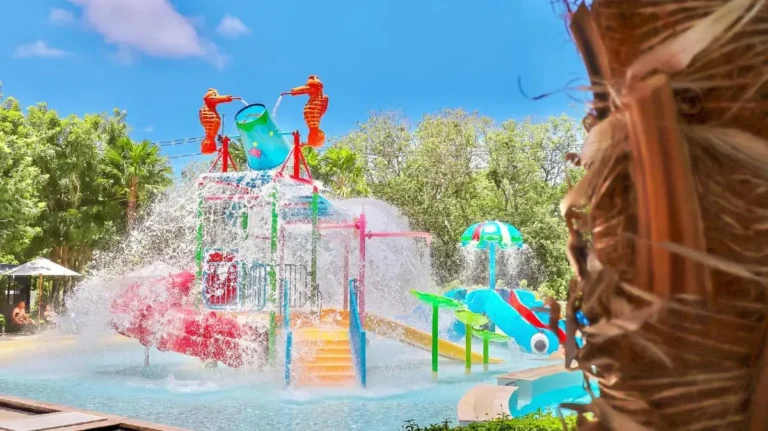 Children’s Water Playground with Slides and Splash Features at Rawai Beach Pool