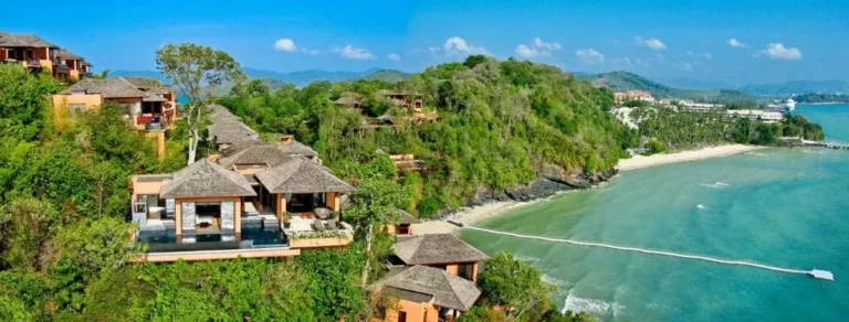 Coastal hillside resort with private pools and sea views at Panwa Beach