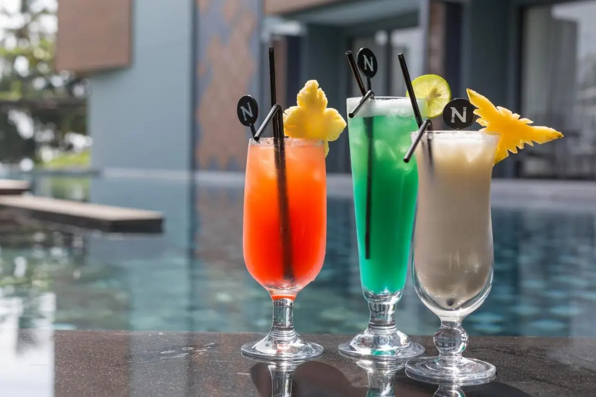 Colorful Cocktails by a Modern Poolside at Patong Beach Leisure Area