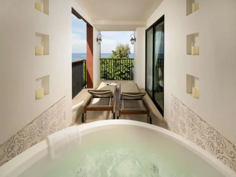 Cozy Balcony with Built-In Jacuzzi Tub and Ocean View at Karon Beach