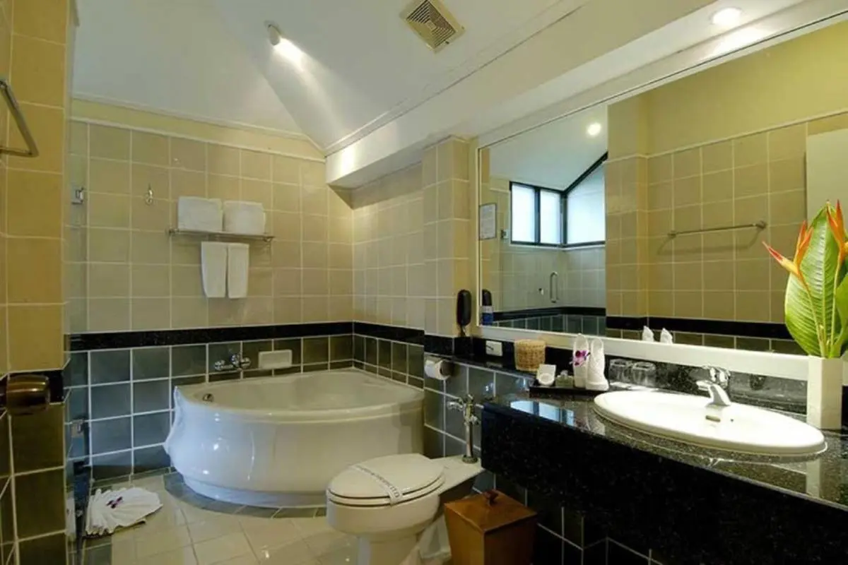 Cape Panwa Hotel Phuket Elegant Bathroom with Corner Bathtub and Modern Fixtures Near Panwa Beach