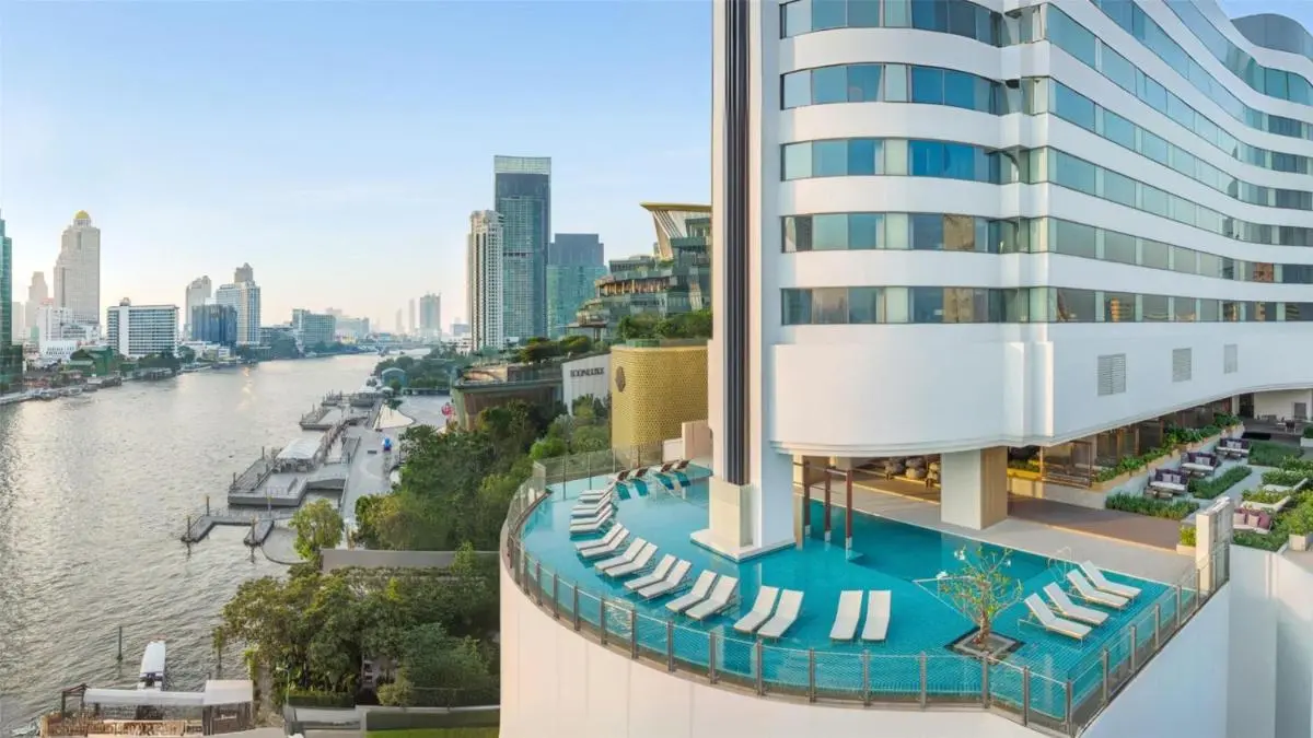 Millennium Hilton Bangkok Elevated Outdoor Pool and Lounge Area with River Views in Khlong San Bangkok Bangkok Province