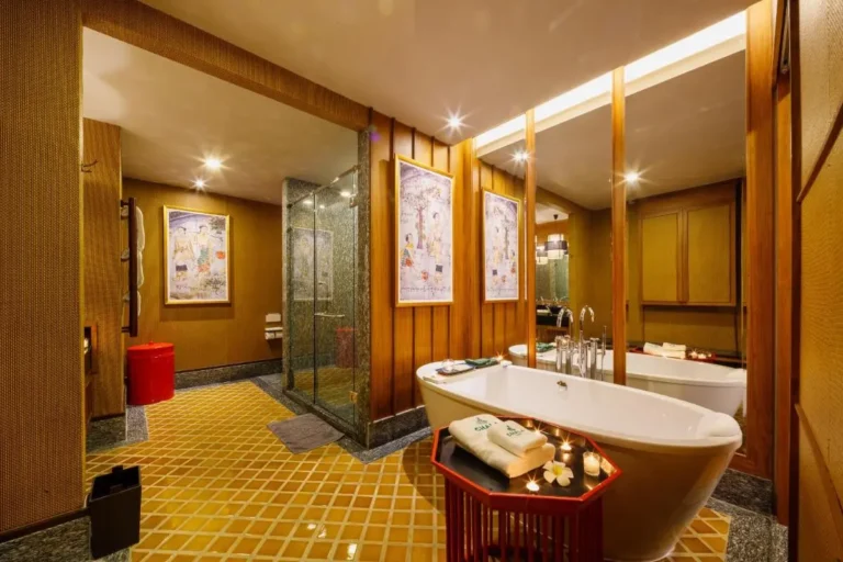 Indoor Bathroom with Freestanding Tub and Glass Shower in Phra Sing Chiang Mai