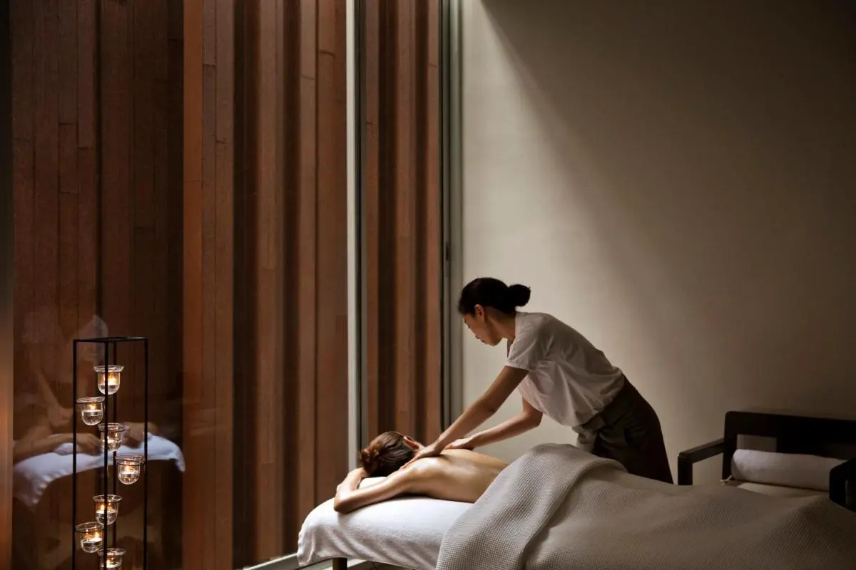 Indoor Massage Therapy Room with Minimalist Design and Ambient Lighting in Sathorn Bangkok