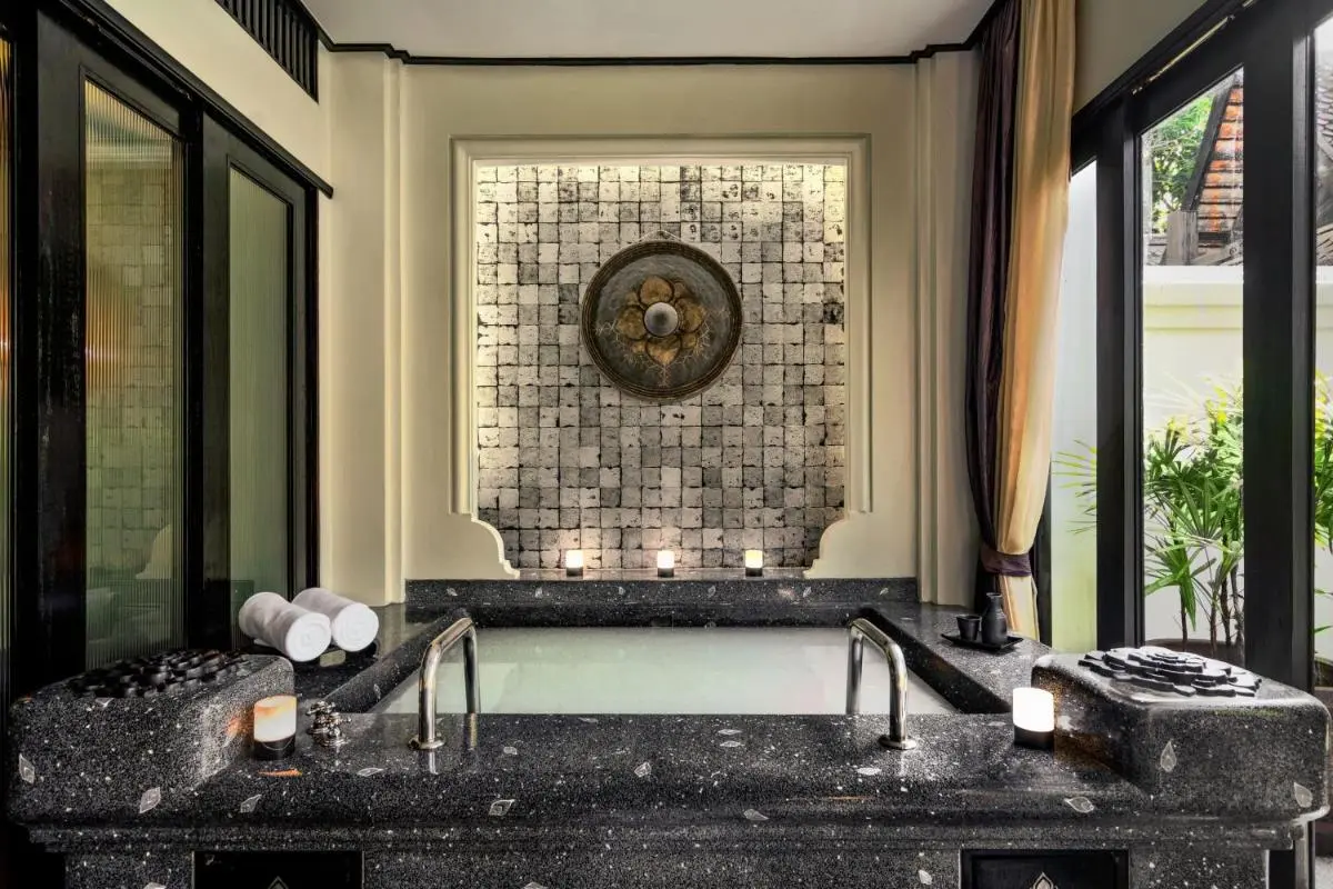 Indoor Spa Area with Stone Soaking Tub and Relaxation Features at Mai Khao Beach