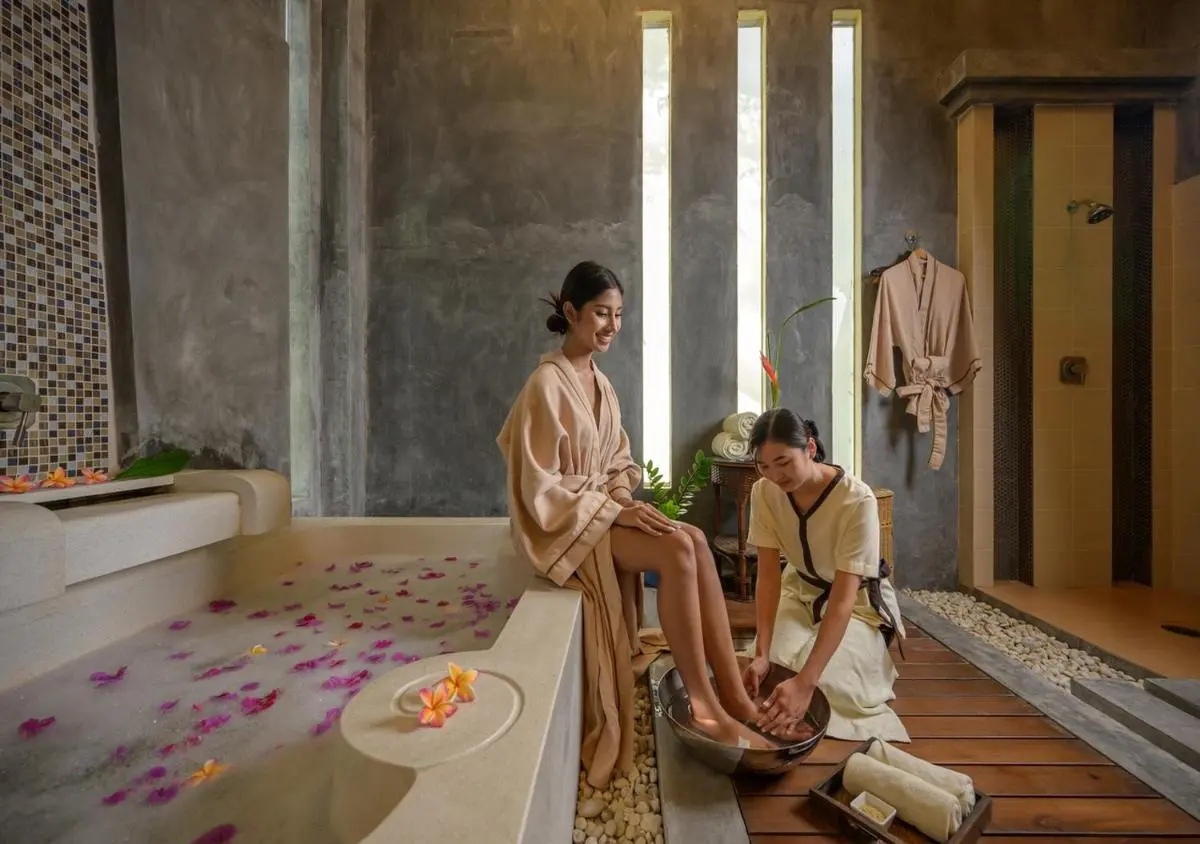 Indoor Spa Room Featuring Foot Bath Treatment with Natural Elements at Patong Beach