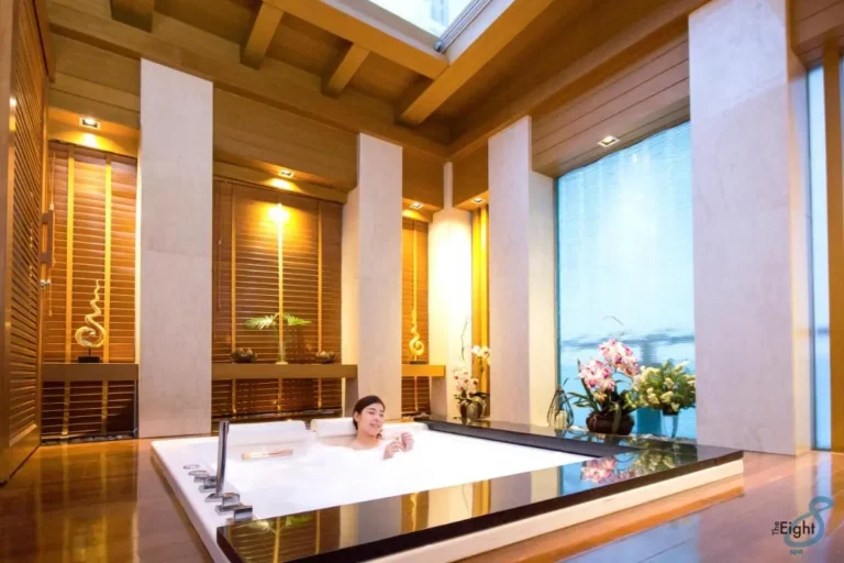 Indoor Spa Room with Whirlpool Bathtub and Natural Light in Pathumwan Bangkok