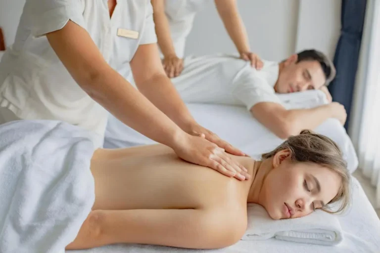 Indoor Wellness Room Featuring Dual Back Massages with Professional Therapists at Karon Beach