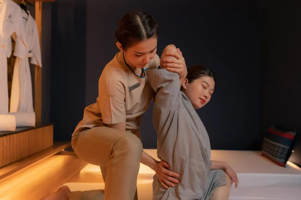 Chiang Mai Province Indoor Wellness Room with Therapeutic Stretching and Ambient Lighting in Chang Khlan Chiang Mai