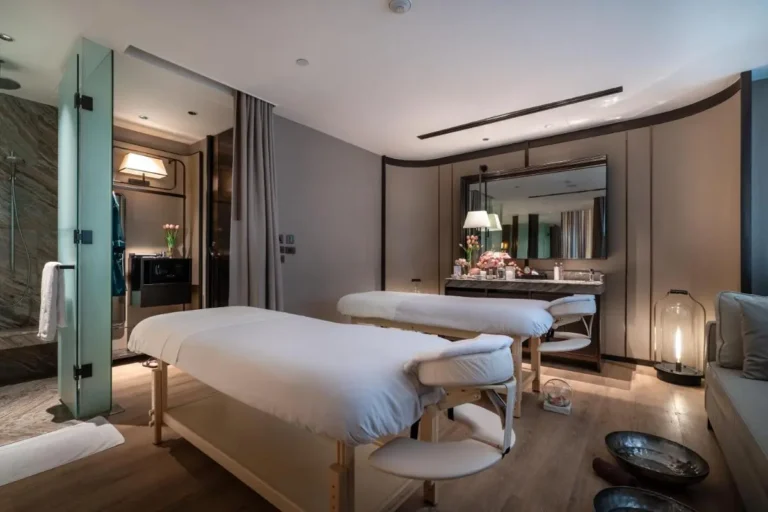 Indoor Wellness Spa Room with Massage Tables and Shower in Ratchathewi Bangkok