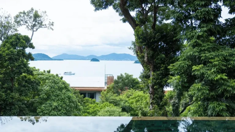 Infinity Edge Pool Overlooking Lush Greenery and Serene Coastal Views at Panwa Beach