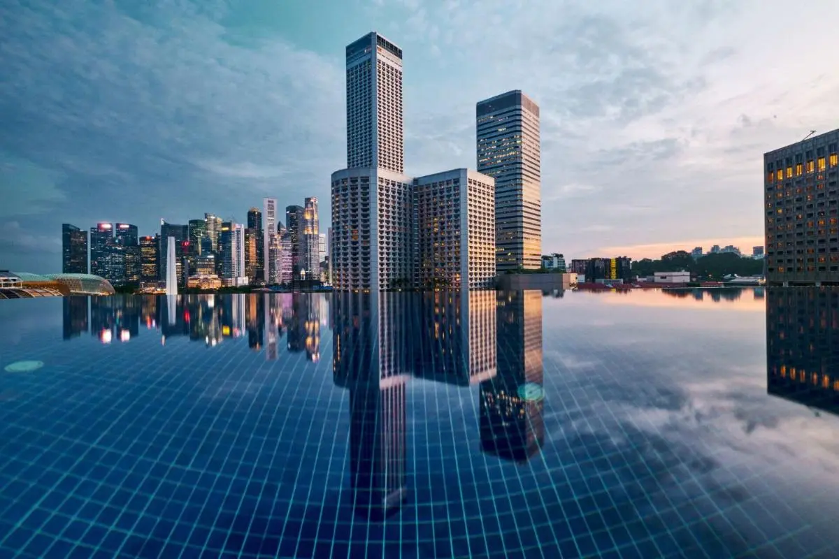 Infinity Pool with City Skyline Views in Singapore High-Rise Building