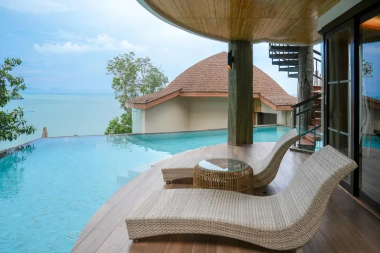 Infinity Pool with Ocean View and Spiral Staircase in Outdoor Deck Area Phuket Town
