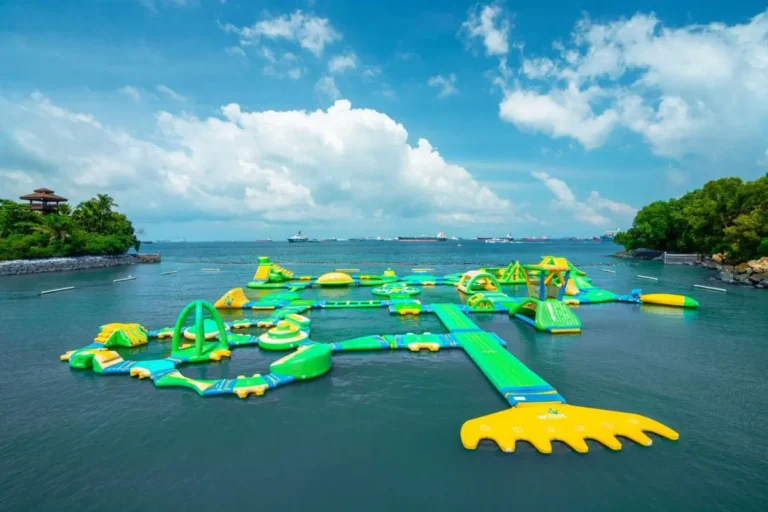 Inflatable Water Park with Climbing Frames and Slides in Singapore Bay