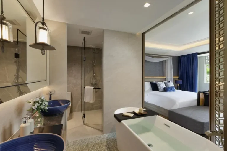 Modern Bathroom and Bedroom Design Featuring Bathtub and Walk-In Shower in Chang Khlan Chiang Mai