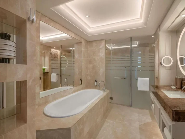 Modern Bathroom Design Featuring Built-In Bathtub and Glass Shower in Wattana Bangkok
