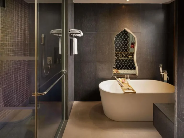 Modern Bathroom Design Featuring Freestanding Bathtub and Glass-Enclosed Shower in Patong Beach