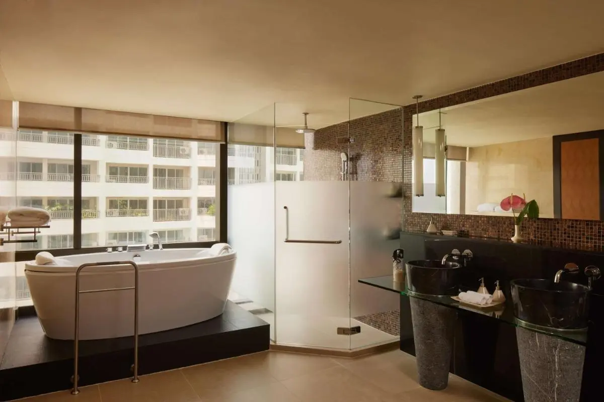 Modern Bathroom Design Featuring Freestanding Tub and Glass Shower in Sathorn Bangkok