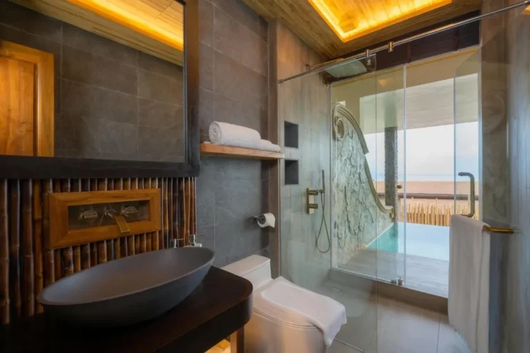 Modern Bathroom Design Featuring Outdoor Plunge Pool and Natural Elements in Phuket Town