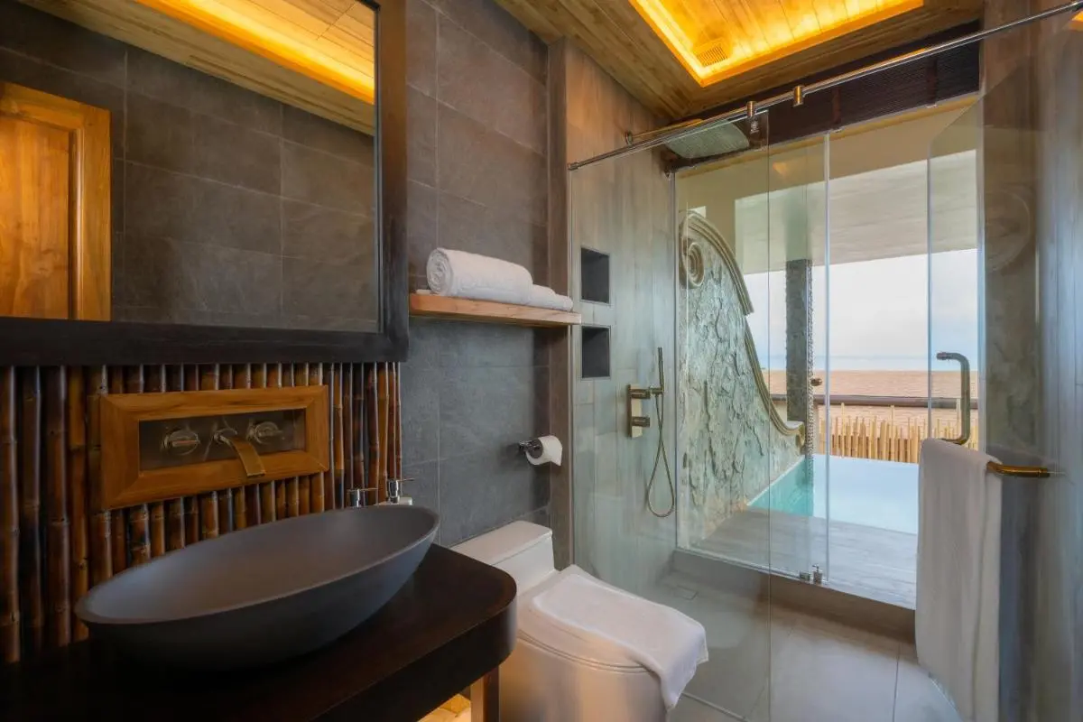 Modern Bathroom Design Featuring Outdoor Plunge Pool and Natural Elements in Phuket Town