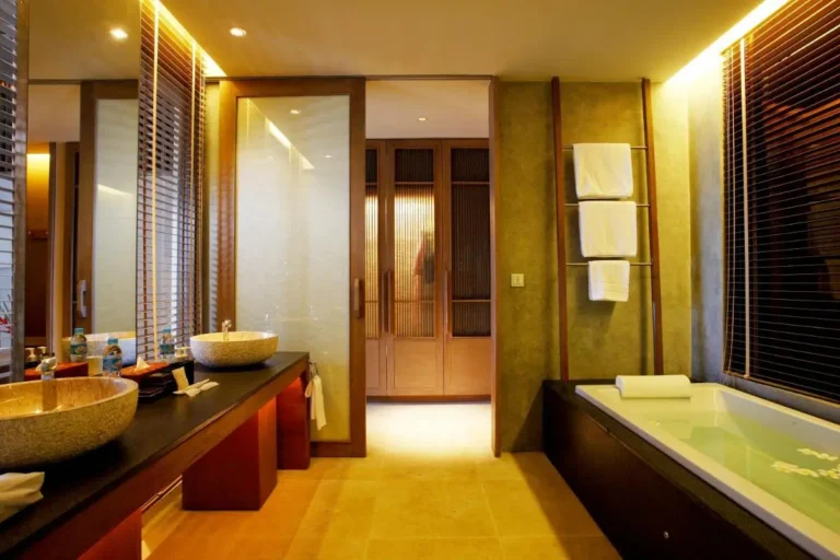 Modern Bathroom Design Featuring Stone Sinks and Relaxing Bathtub at Panwa Beach