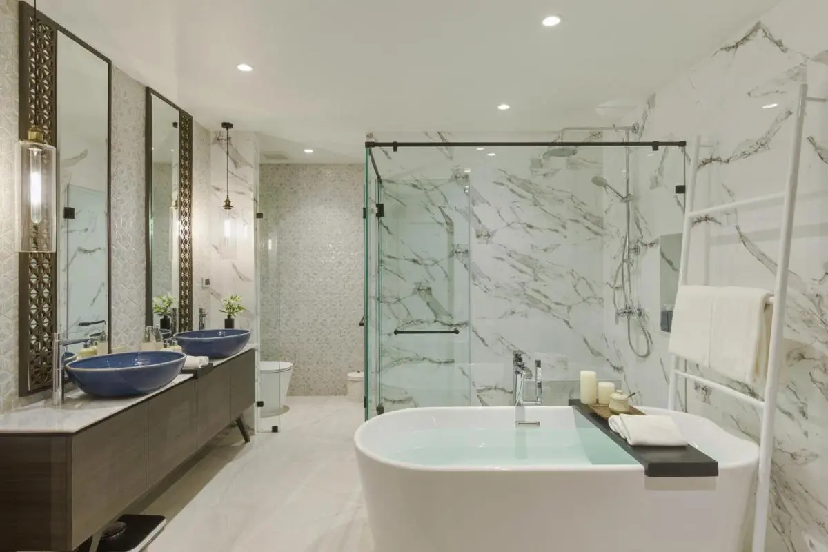 Modern Bathroom Design with Freestanding Bathtub and Double Vanity in Chang Khlan Chiang Mai