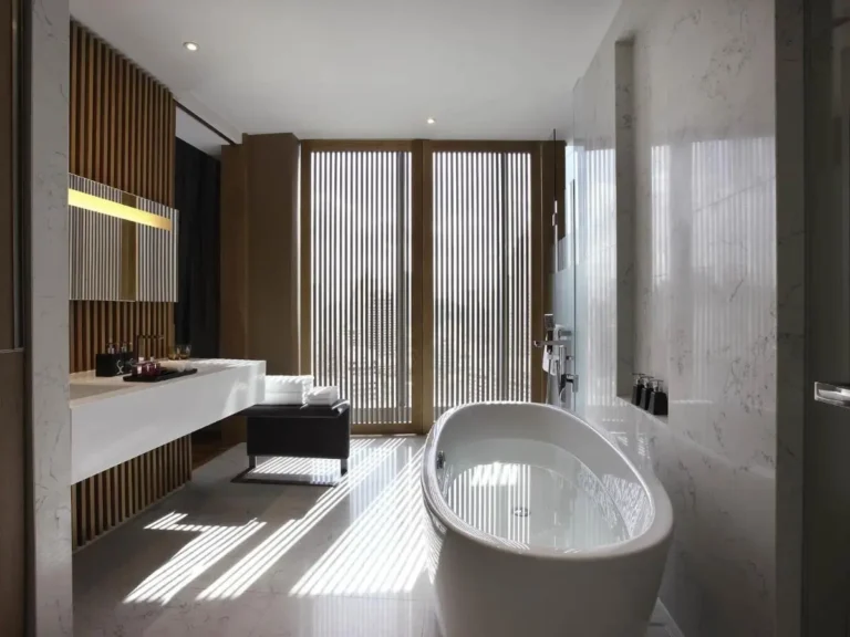 Modern Bathroom Design with Freestanding Bathtub and Marble in Bang Rak