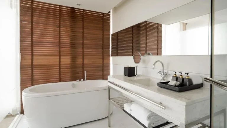 Modern Bathroom Design with Freestanding Tub and Marble Vanity in Sathorn Bangkok
