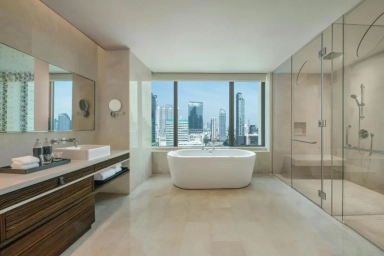 Modern Bathroom Design with Freestanding Tub and Spacious Shower in Pathumwan Bangkok