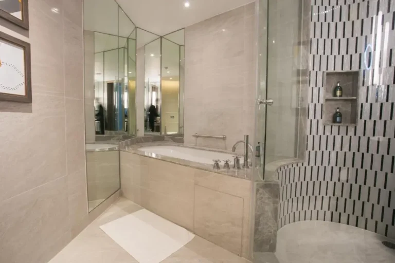 Modern Bathroom with Built-In Bathtub and Glass Shower in Pathumwan