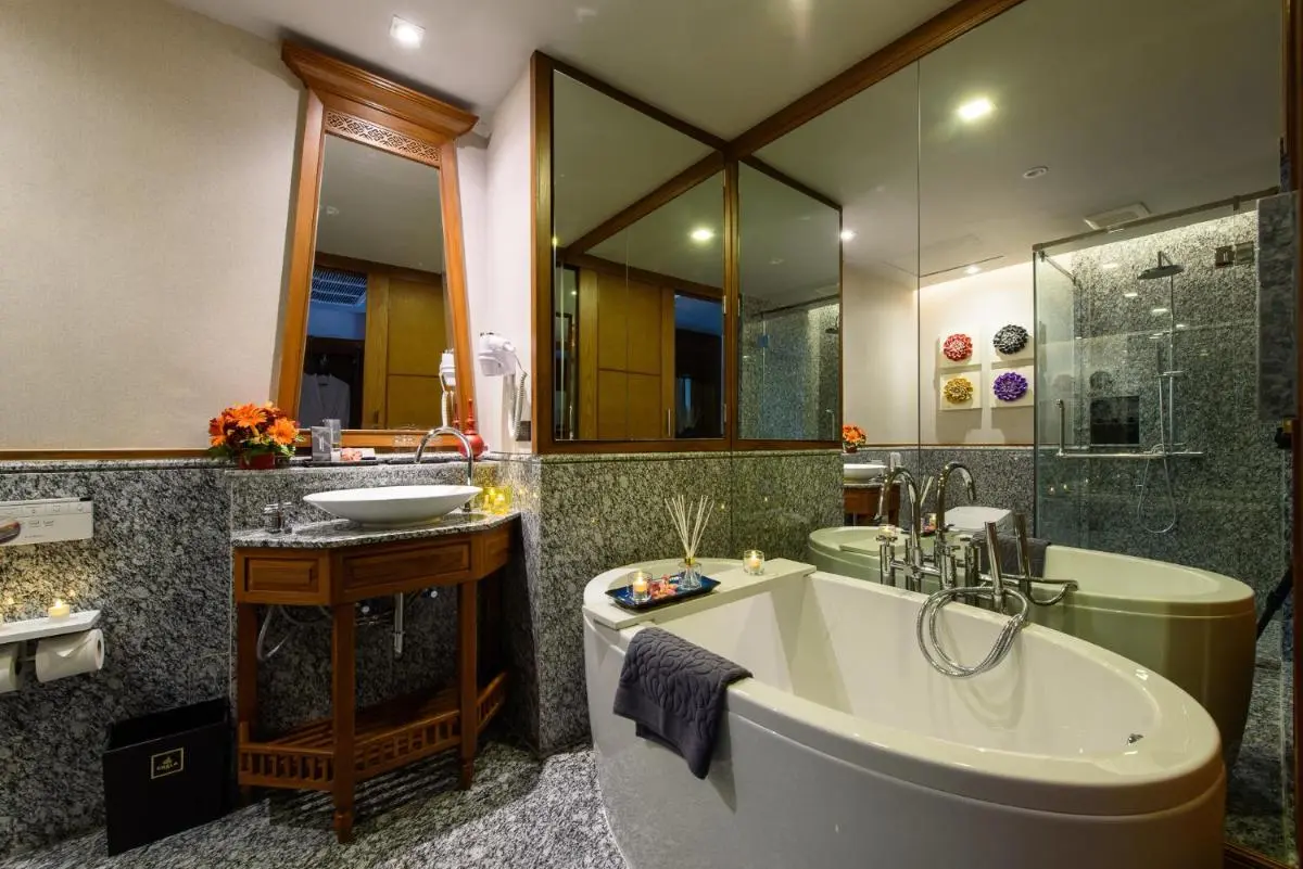 Modern Bathroom with Freestanding Tub and Granite Shower in Phra Sing Chiang Mai