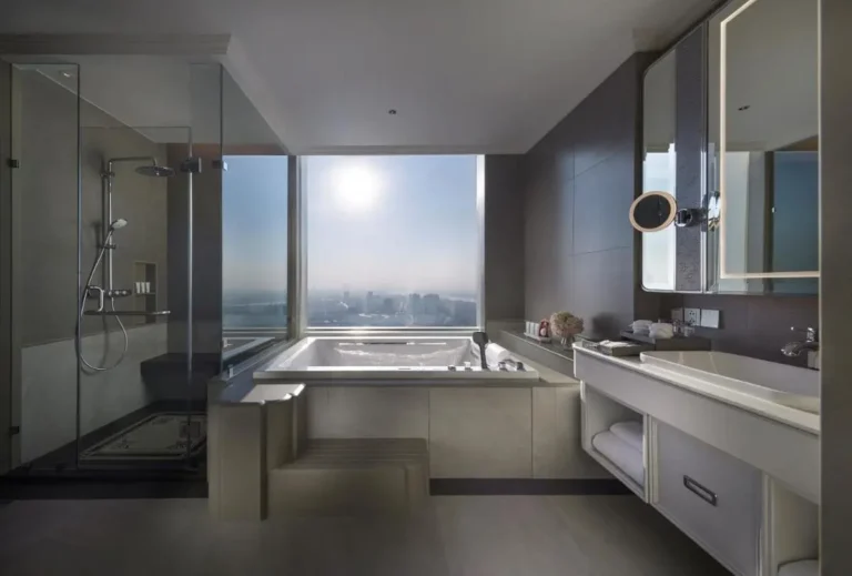 Modern Bathroom with Large Bathtub and City View in Sathorn Bangkok