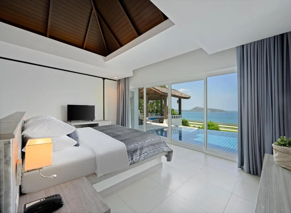 Andamantra Resort and Villa Phuket Modern Bedroom with Infinity Pool and Ocean View at Patong Beach Retreat Phuket Province