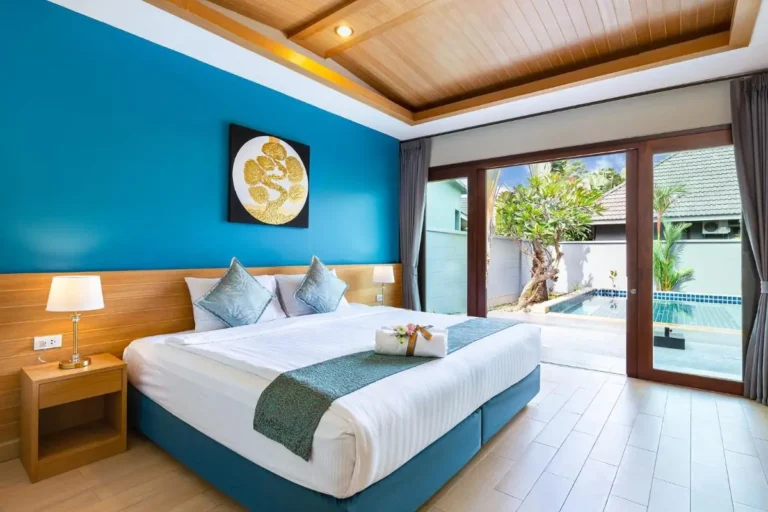 Modern Bedroom with Private Outdoor Pool and Tropical Plants in Rawai Beach