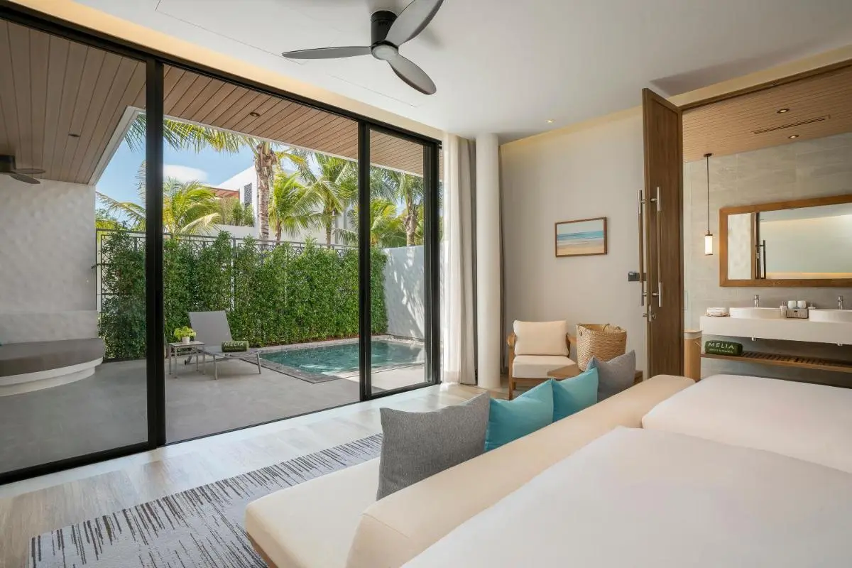 Modern Bedroom with Private Pool and Outdoor Lounge at Mai Khao Beach
