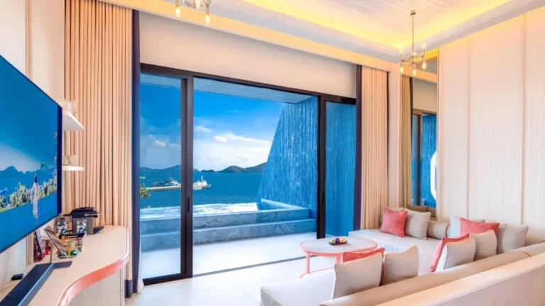 Modern Indoor Living Space with Outdoor Pool and Waterfront View at Panwa Beach Modern Indoor Living Space with Outdoor Pool and Waterfront View at Panwa Beach