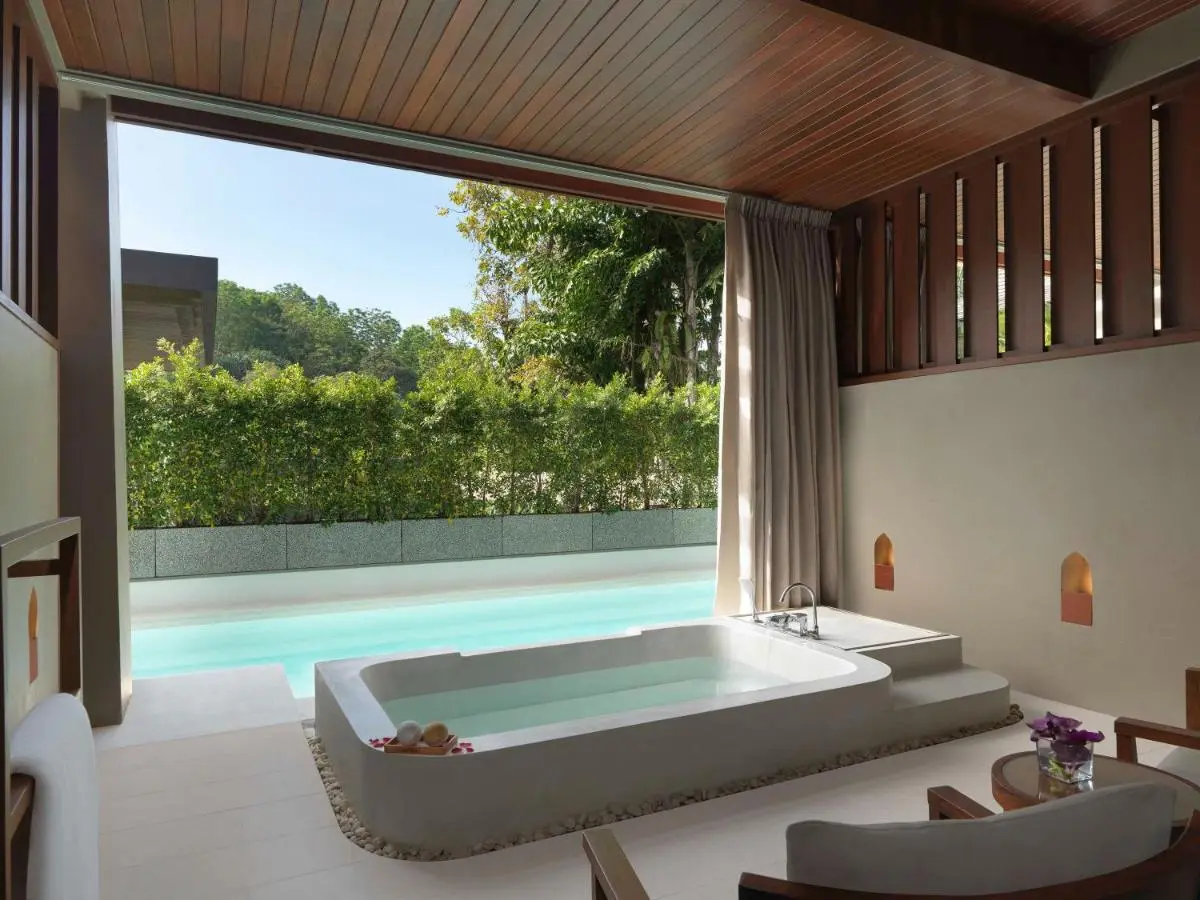 Avista Hideaway Phuket Patong - MGallery Modern Indoor-Outdoor Relaxation Space with Bathtub and Pool at Patong Beach