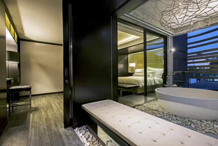 Modern Indoor Wellness Area with Bathtub and Bedroom in Chiang Mai City