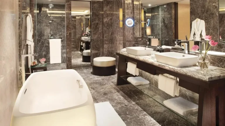 Modern Luxury Bathroom Design with Freestanding Tub and Double Vanity in Pathumwan Bangkok Modern Luxury Bathroom Design with Freestanding Tub and Double Vanity in Pathumwan Bangkok