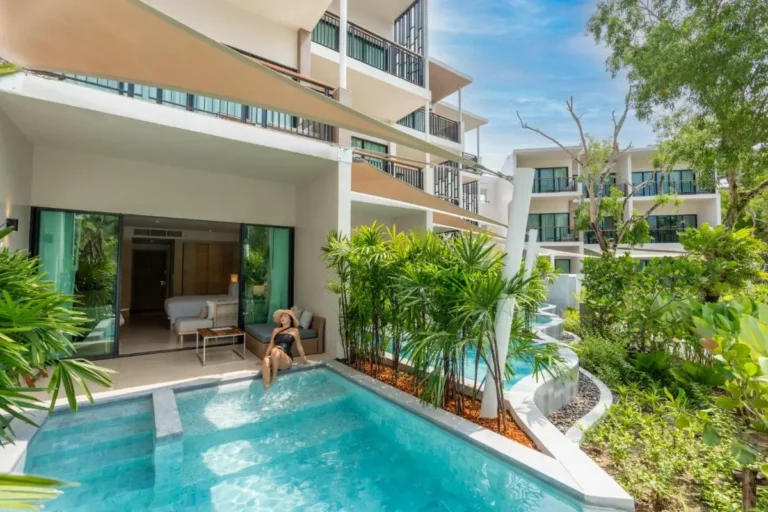 Modern Multi-Story Building with Private Pool and Outdoor Seating at Mai Khao Beach