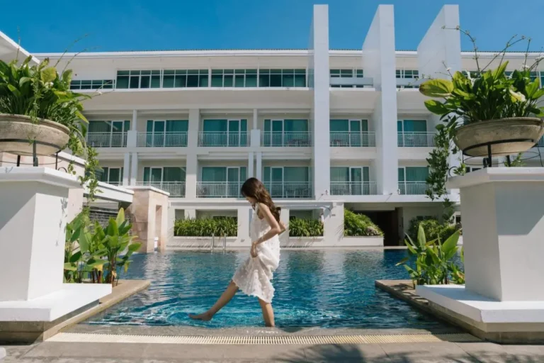 Modern Outdoor Swimming Pool and Terrace Area in Chiang Mai Residential Complex