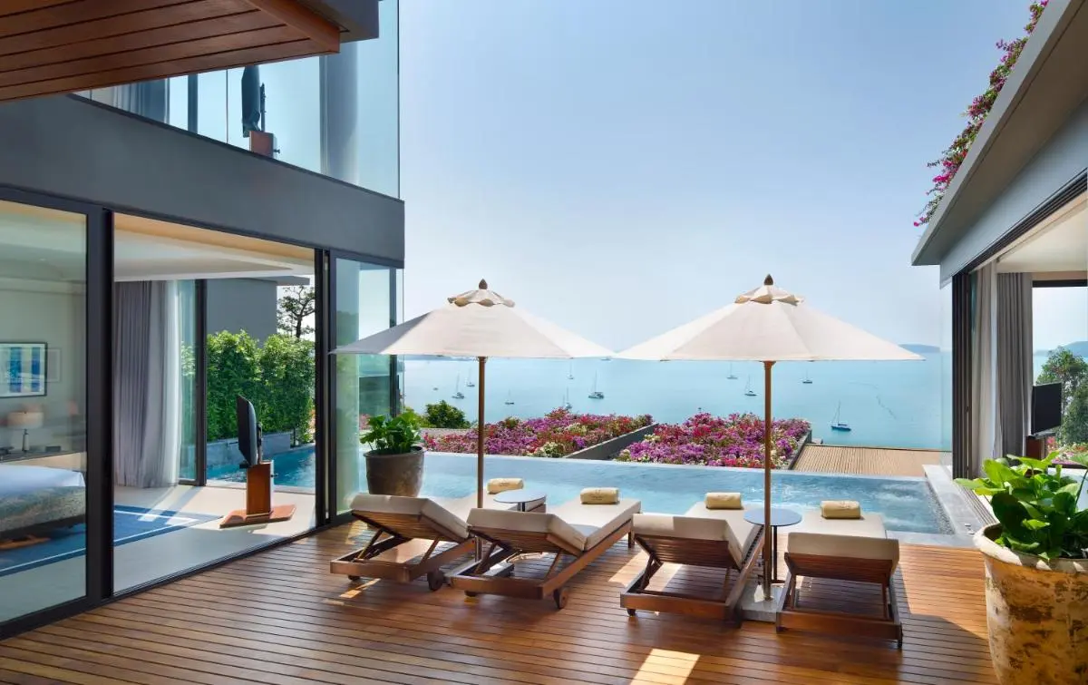 V Villas Phuket - MGallery Collection Modern Outdoor Terrace with Infinity Pool and Ocean View at Panwa Beach Phuket Province
